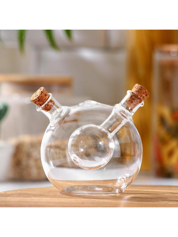 Бутыль стеклянная 2 в 1 для соусов и масла «Фьюжн. Сфера», 180/70 мл, 8×8×8,5 см