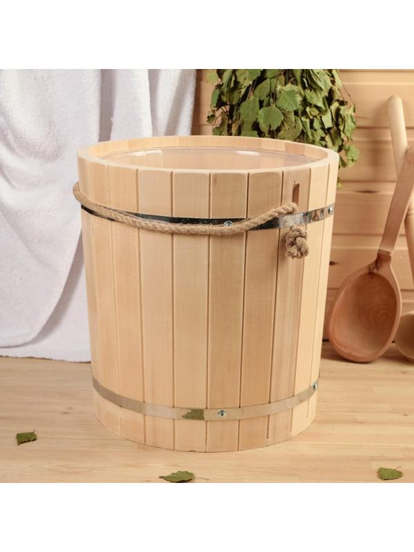 Ведро из липы, 18л,  пластиковая вставка, ручка-веревка, 