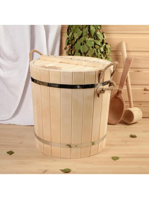 Запарник из липы, 18л, пластиковая вставка, с крышкой, 