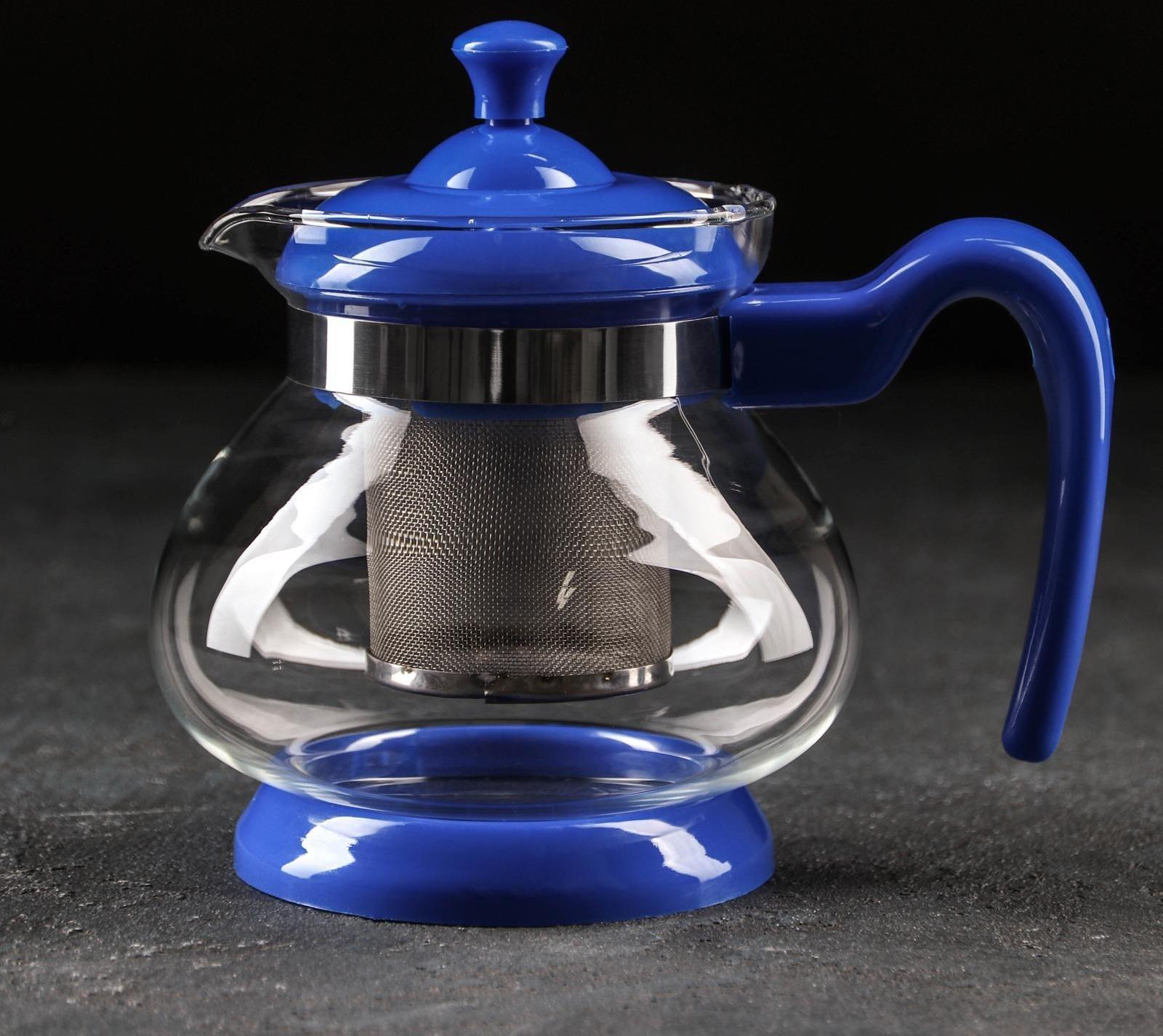 Чайник стеклянный заварочный «Мелодия», 750 мл, с металлическим ситом, цвет МИКС