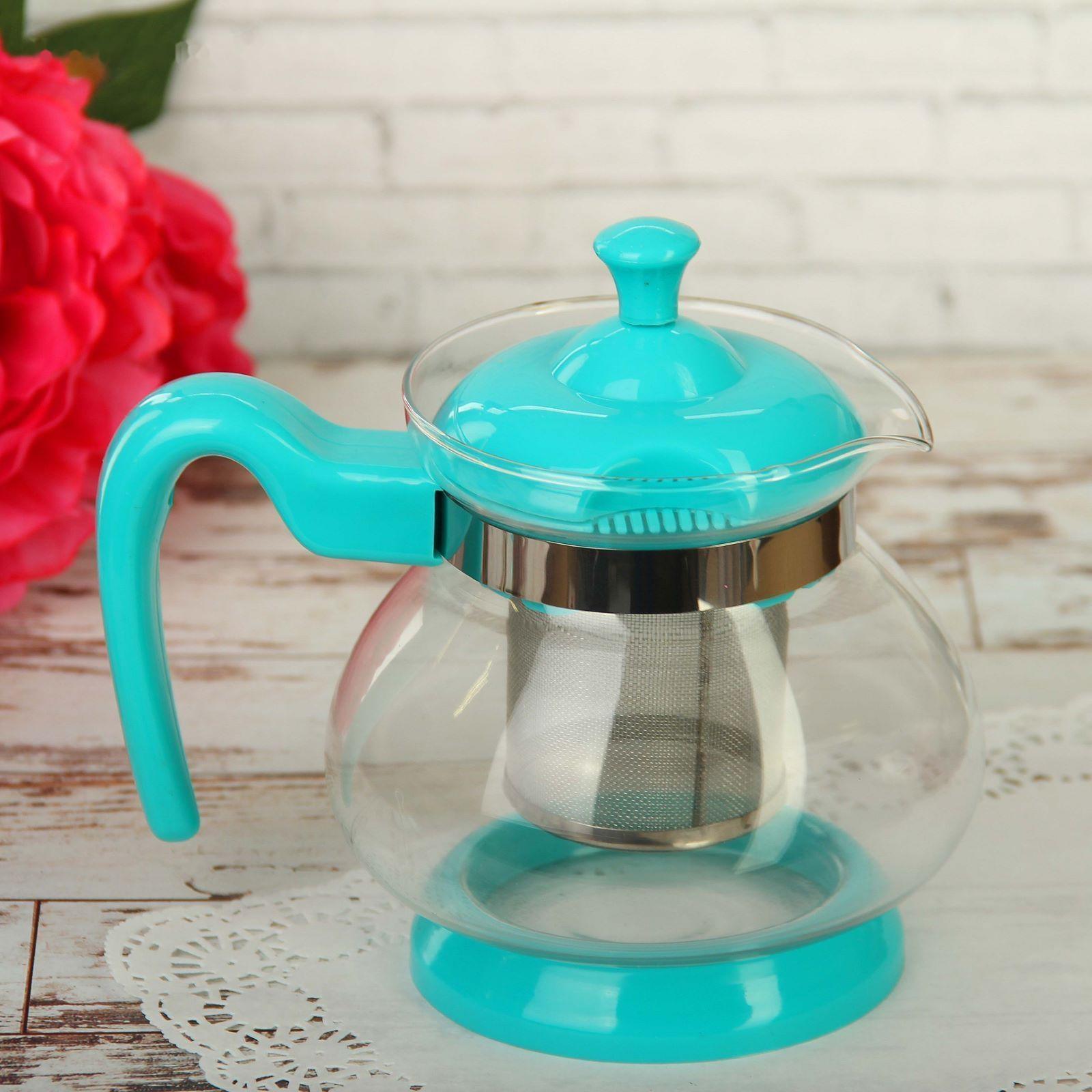 Чайник стеклянный заварочный «Мелодия», 750 мл, с металлическим ситом, цвет МИКС