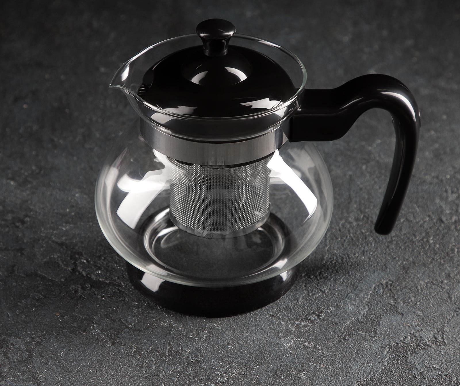 Чайник стеклянный заварочный «Мелодия», 750 мл, с металлическим ситом, цвет МИКС