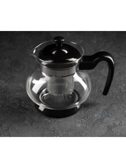 Чайник стеклянный заварочный «Мелодия», 750 мл, с металлическим ситом, цвет МИКС