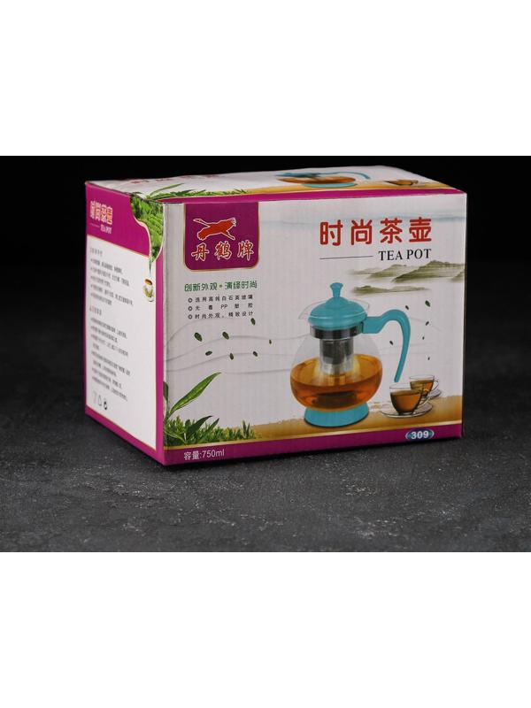 Чайник стеклянный заварочный «Мелодия», 750 мл, с металлическим ситом, цвет МИКС