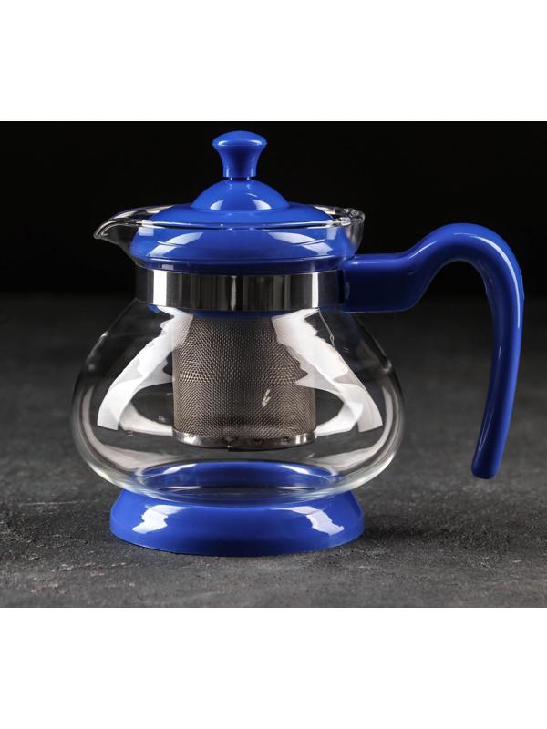 Чайник стеклянный заварочный «Мелодия», 750 мл, с металлическим ситом, цвет МИКС