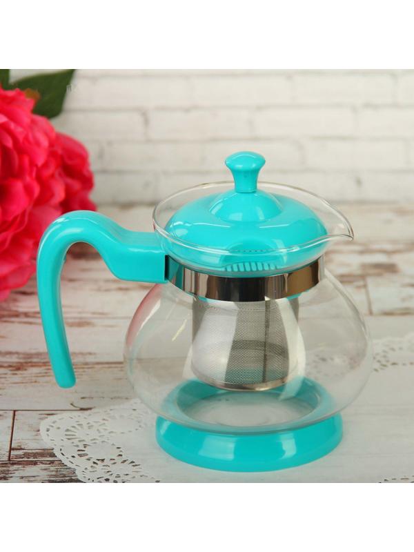 Чайник стеклянный заварочный «Мелодия», 750 мл, с металлическим ситом, цвет МИКС