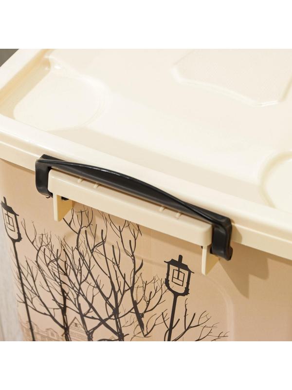 Контейнер для хранения с крышкой «Уличное кафе», 35 л, 50,5×31,5×28 см, на колёсиках, цвет слоновая кость