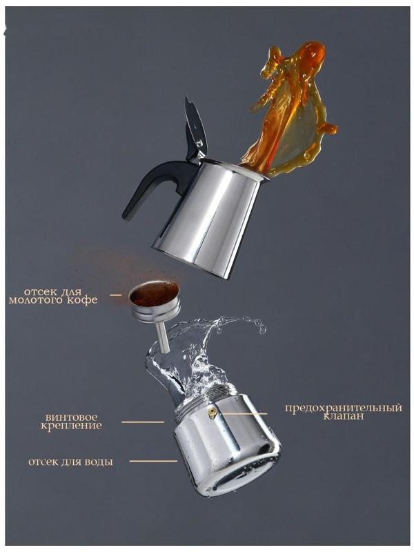 Кофеварка гейзерная «Стиль», на 2 чашки, 100 мл