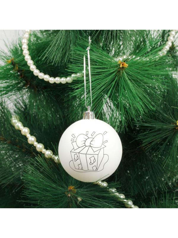 Новогоднее ёлочное украшение под роспись «Подарок» размер шара 6 см