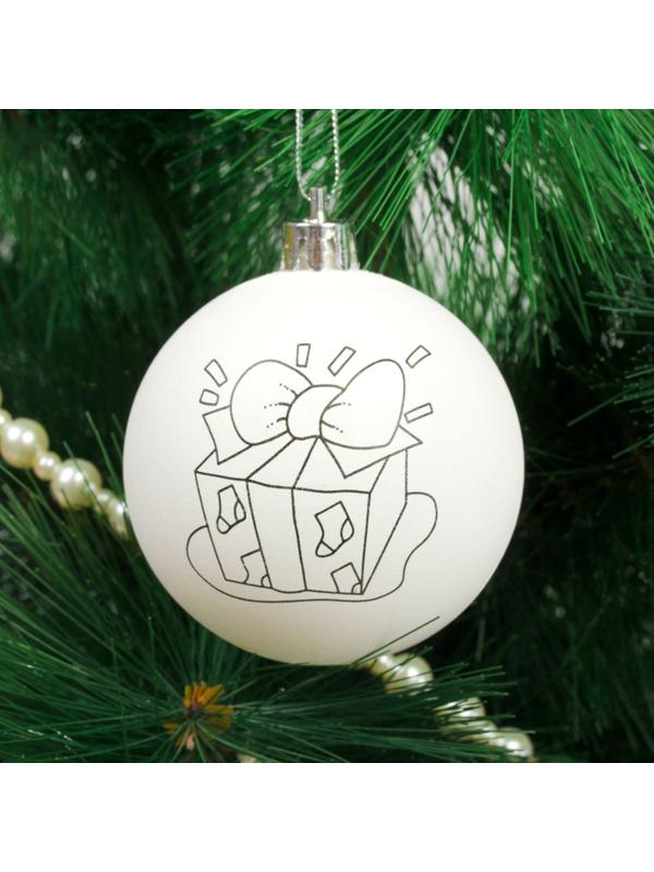 Новогоднее ёлочное украшение под роспись «Подарок» размер шара 6 см