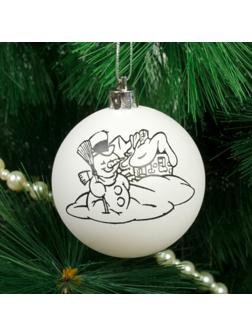 Новогоднее ёлочное украшение под роспись «Снеговик» размер шара 6 см