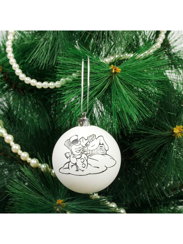 Новогоднее ёлочное украшение под роспись «Снеговик» размер шара 6 см