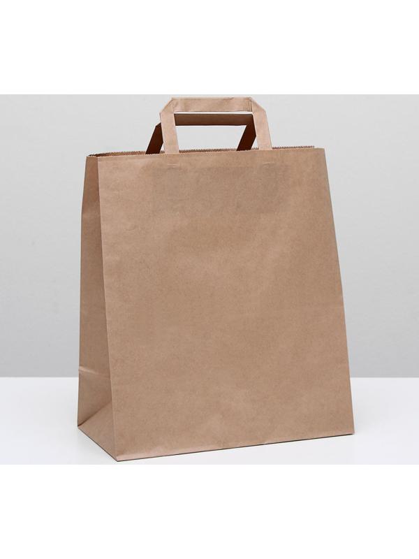 Пакет крафт без печати, плоская ручка 28 х 15 х 32 см