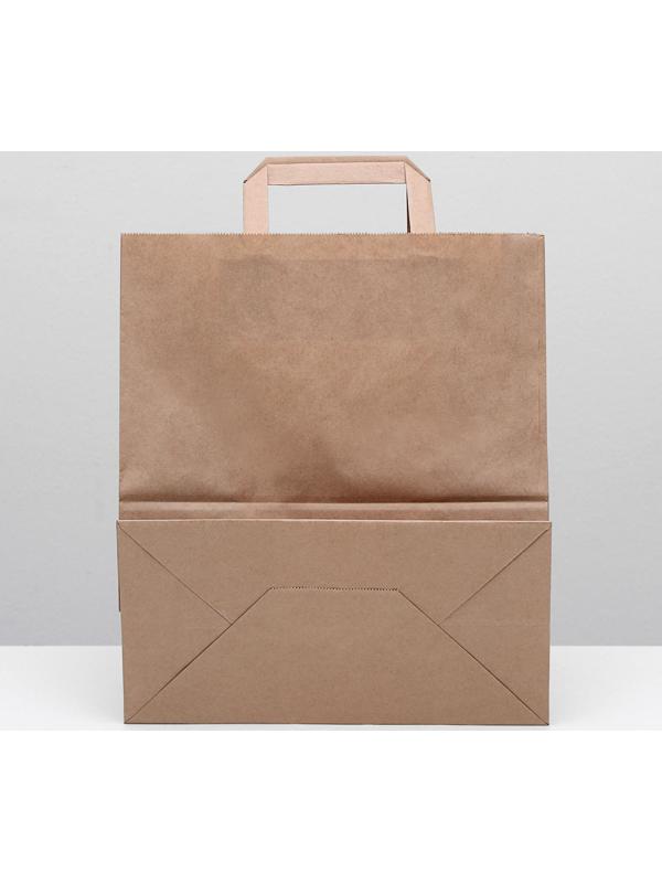 Пакет крафт без печати, плоская ручка 28 х 15 х 32 см