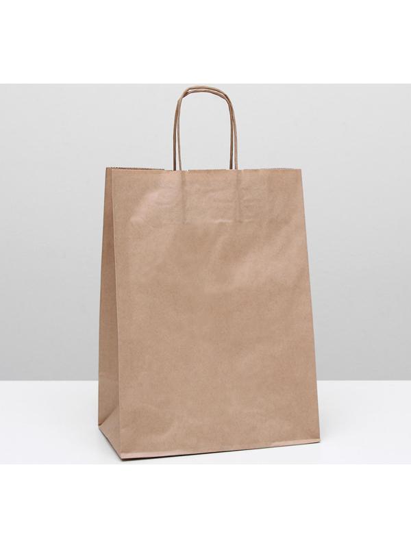 Пакет крафт без печати, круглая ручка 26 х 15 х 35 см