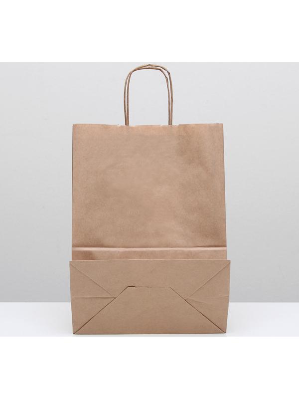 Пакет крафт без печати, круглая ручка 26 х 15 х 35 см