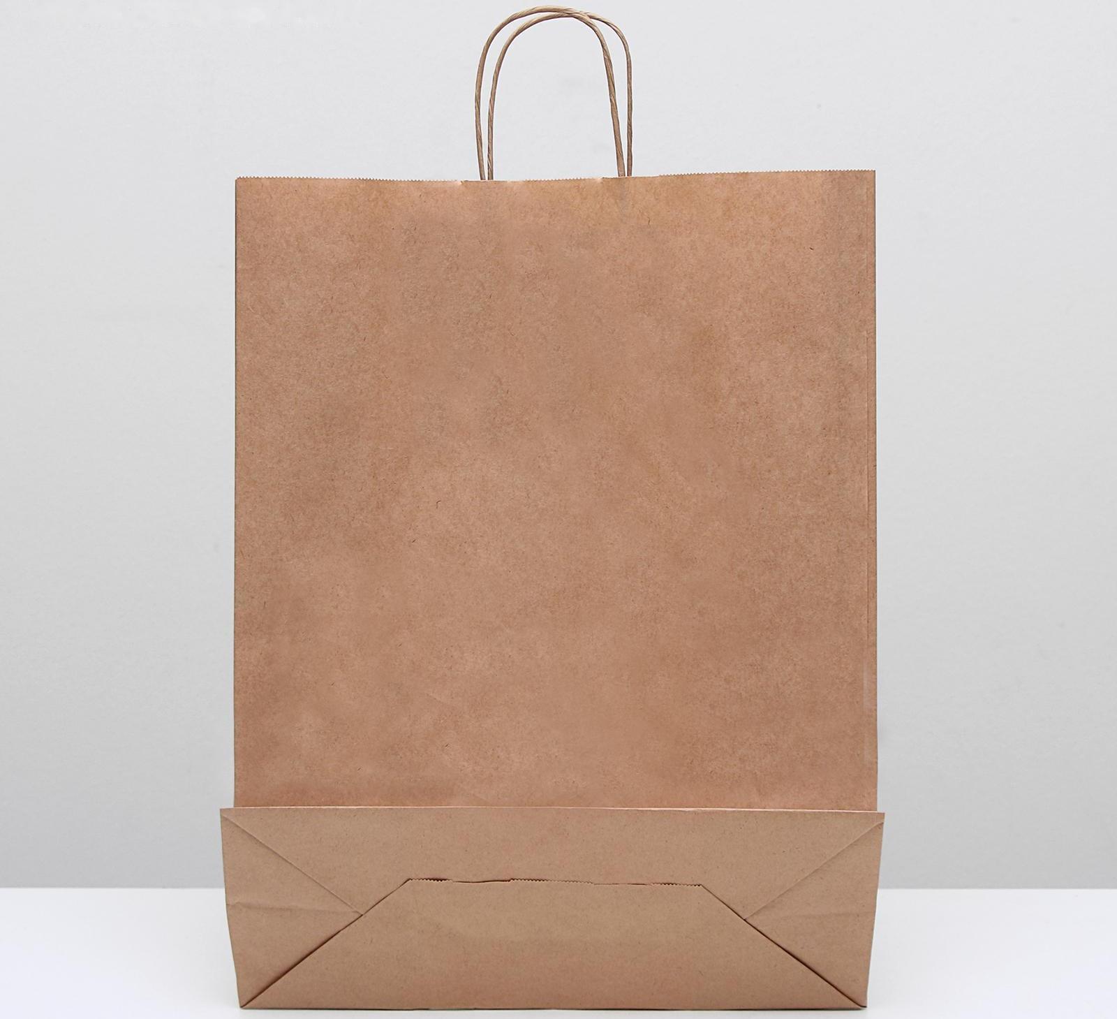 Пакет крафт без печати, круглая ручка 35 х 15 х 42 см
