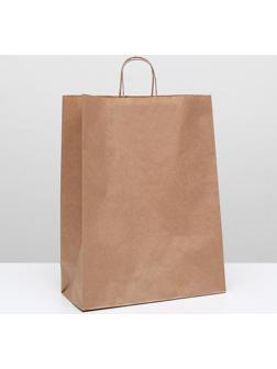 Пакет крафт без печати, круглая ручка 35 х 15 х 42 см