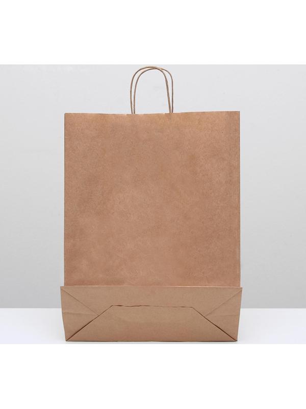 Пакет крафт без печати, круглая ручка 35 х 15 х 42 см