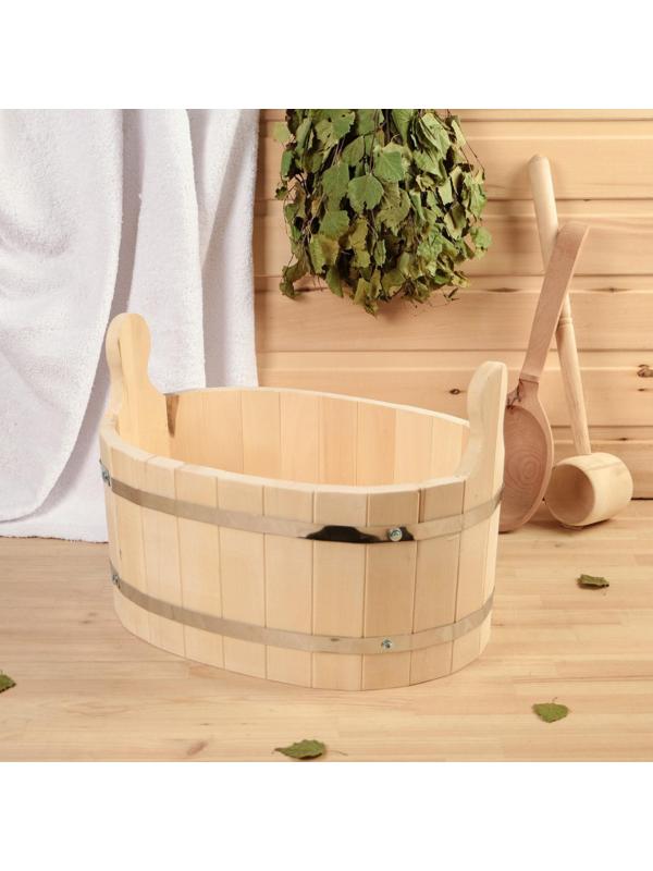 Шайка из липы овальная, 10л, нержавеющий обруч, 