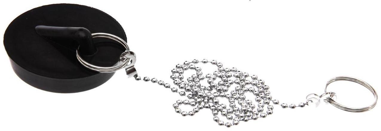 Пробка для ванны d=4 см, 4,5 см по верху, цепочка 55 см, цвет МИКС