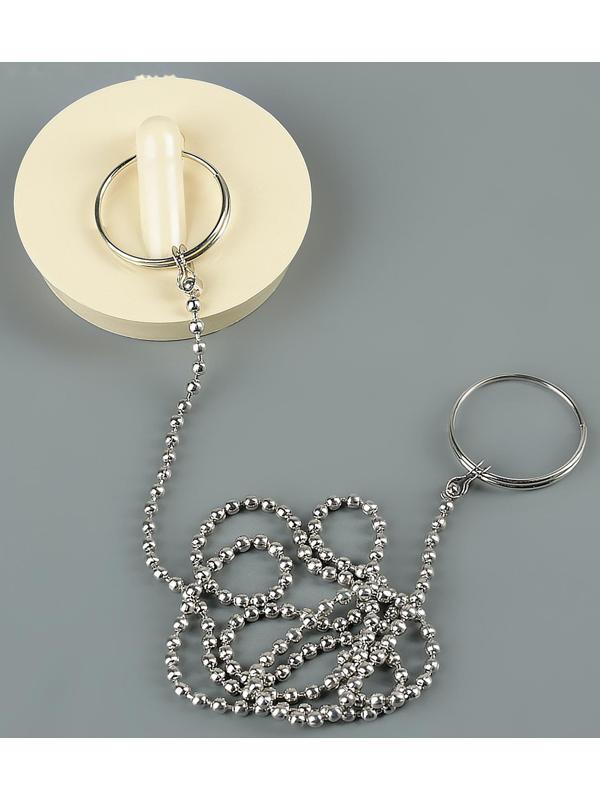 Пробка для ванны d=4 см, 4,5 см по верху, цепочка 55 см, цвет МИКС