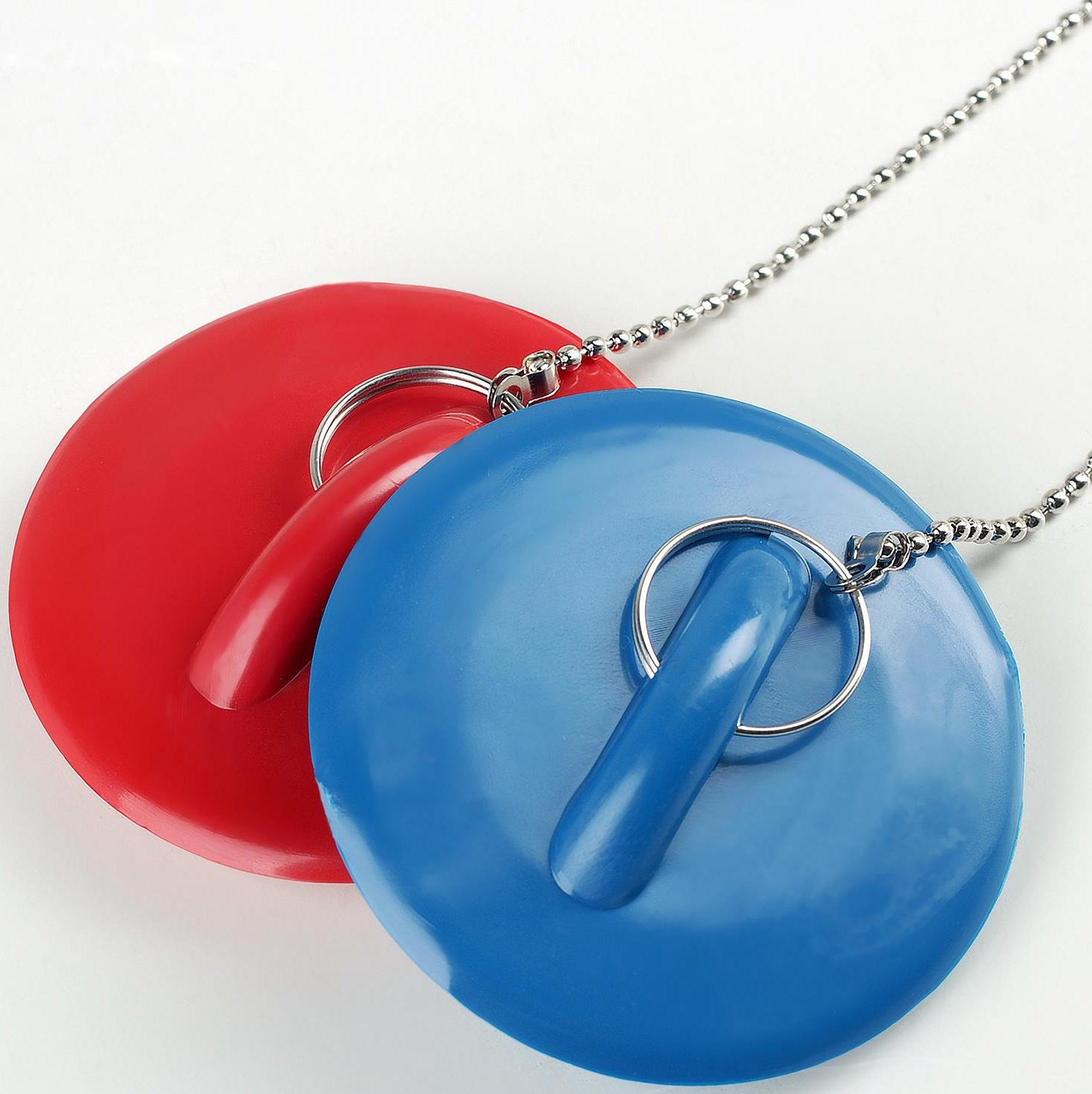 Пробка для ванны, d=6 см (внутренний d=4,5 см), цепочка 55 см, цвет МИКС