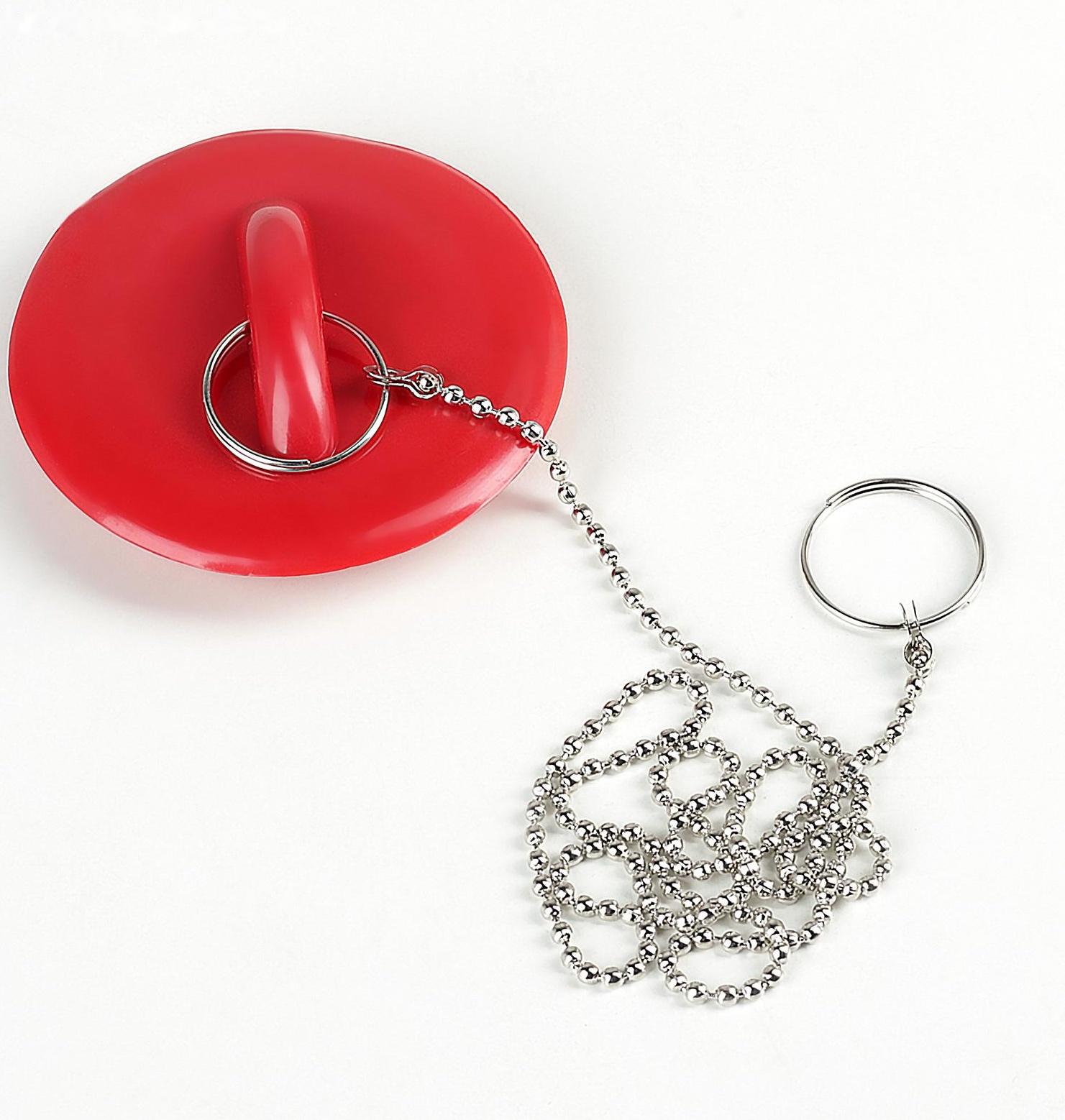 Пробка для ванны, d=6 см (внутренний d=4,5 см), цепочка 55 см, цвет МИКС