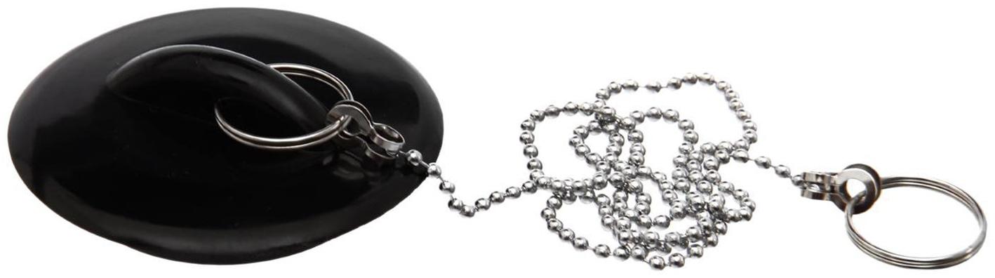 Пробка для ванны, d=6 см (внутренний d=4,5 см), цепочка 55 см, цвет МИКС