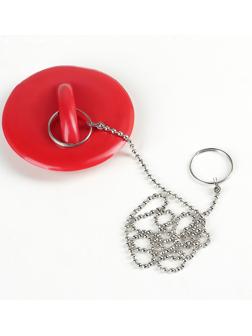 Пробка для ванны, d=6 см (внутренний d=4,5 см), цепочка 55 см, цвет МИКС