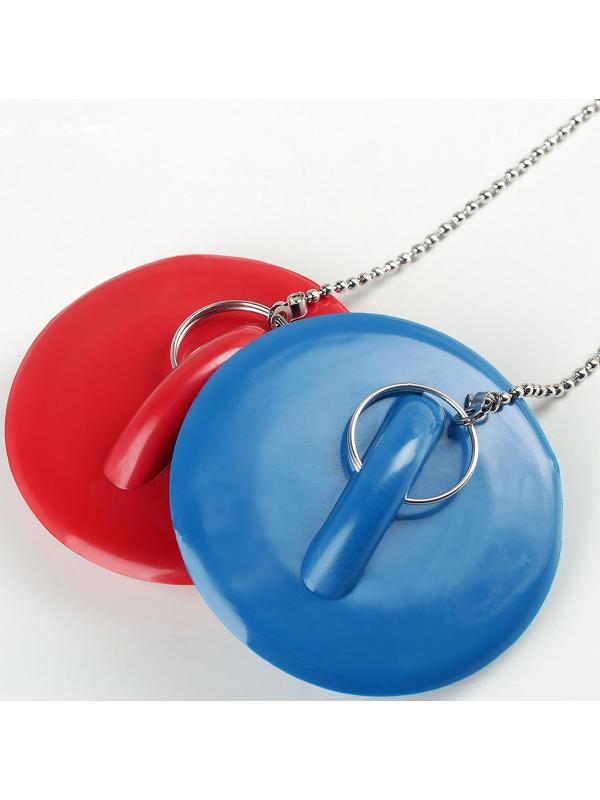 Пробка для ванны, d=6 см (внутренний d=4,5 см), цепочка 55 см, цвет МИКС