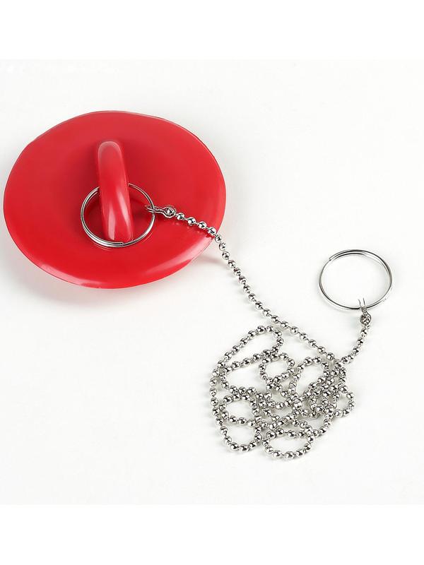 Пробка для ванны, d=6 см (внутренний d=4,5 см), цепочка 55 см, цвет МИКС