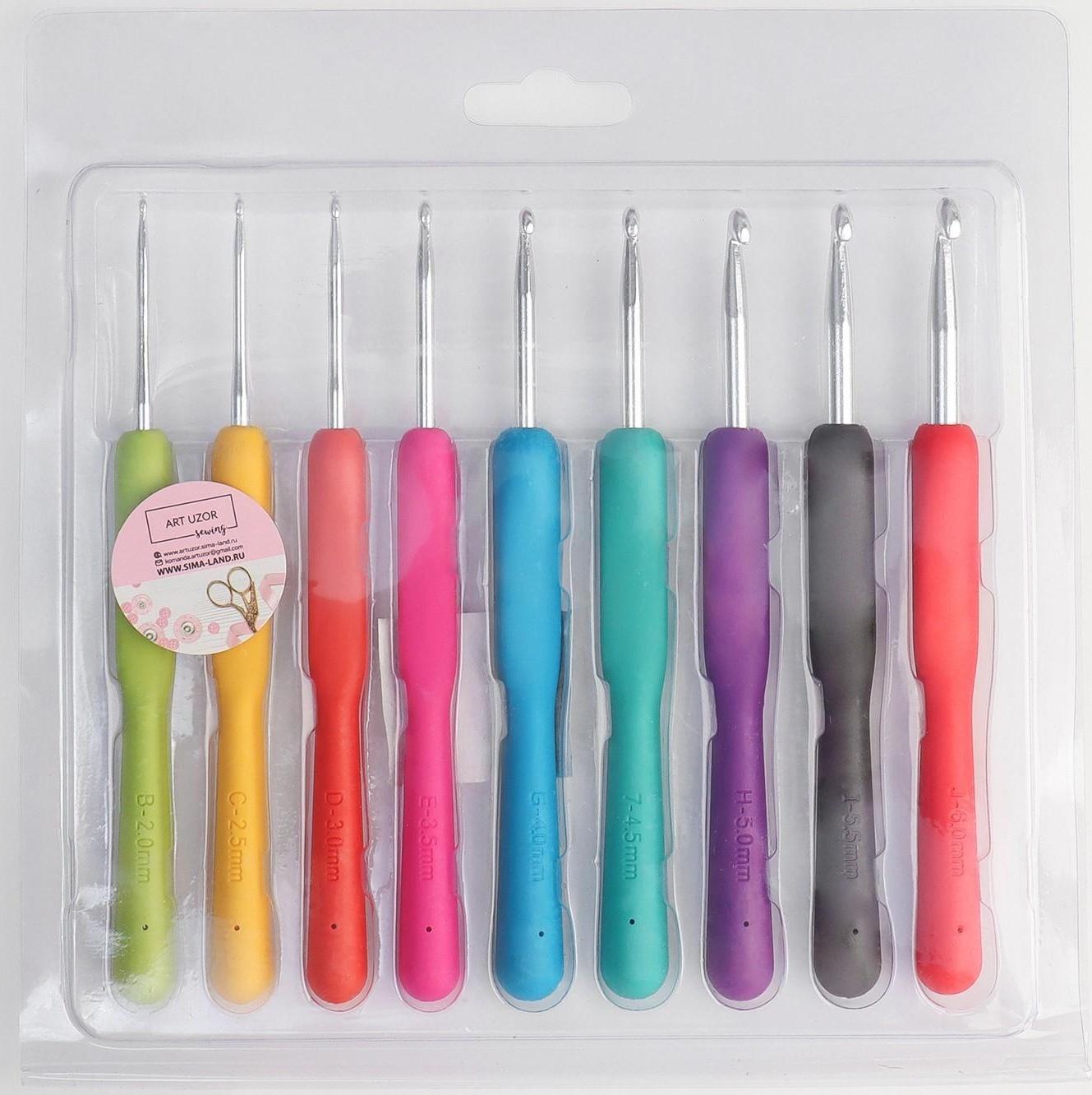 Набор крючков для вязания, d = 2-6 мм, 14 см, 9 шт, цвет разноцветный