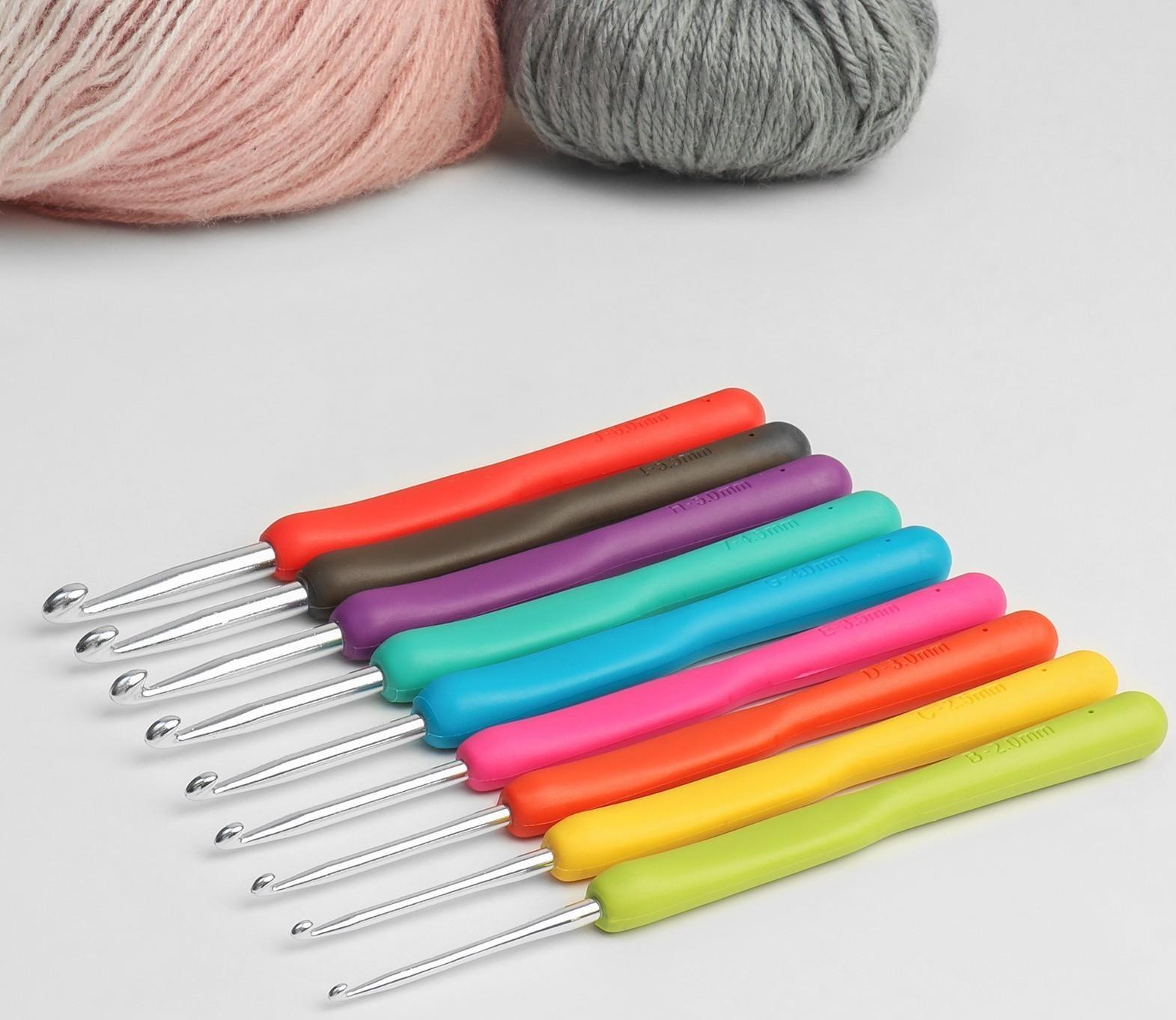Набор крючков для вязания, d = 2-6 мм, 14 см, 9 шт, цвет разноцветный