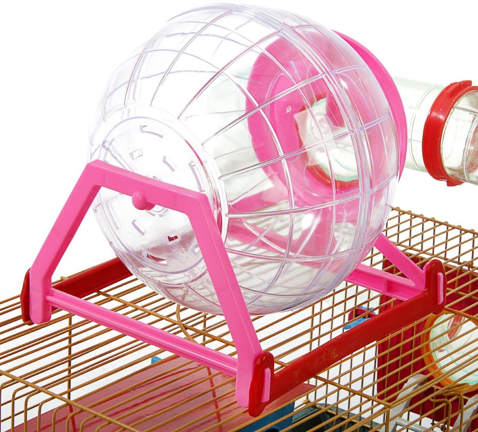 Клетка для грызунов малая с лабиринтом, колесом и домом, микс цветов, 40 x 25 х 22 см