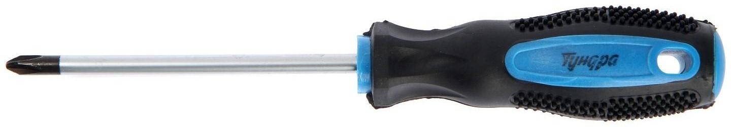 Отвертка крестовая ТУНДРА, сатин, магнит, двухкомпонентная рукоятка, PH2 х 100 мм