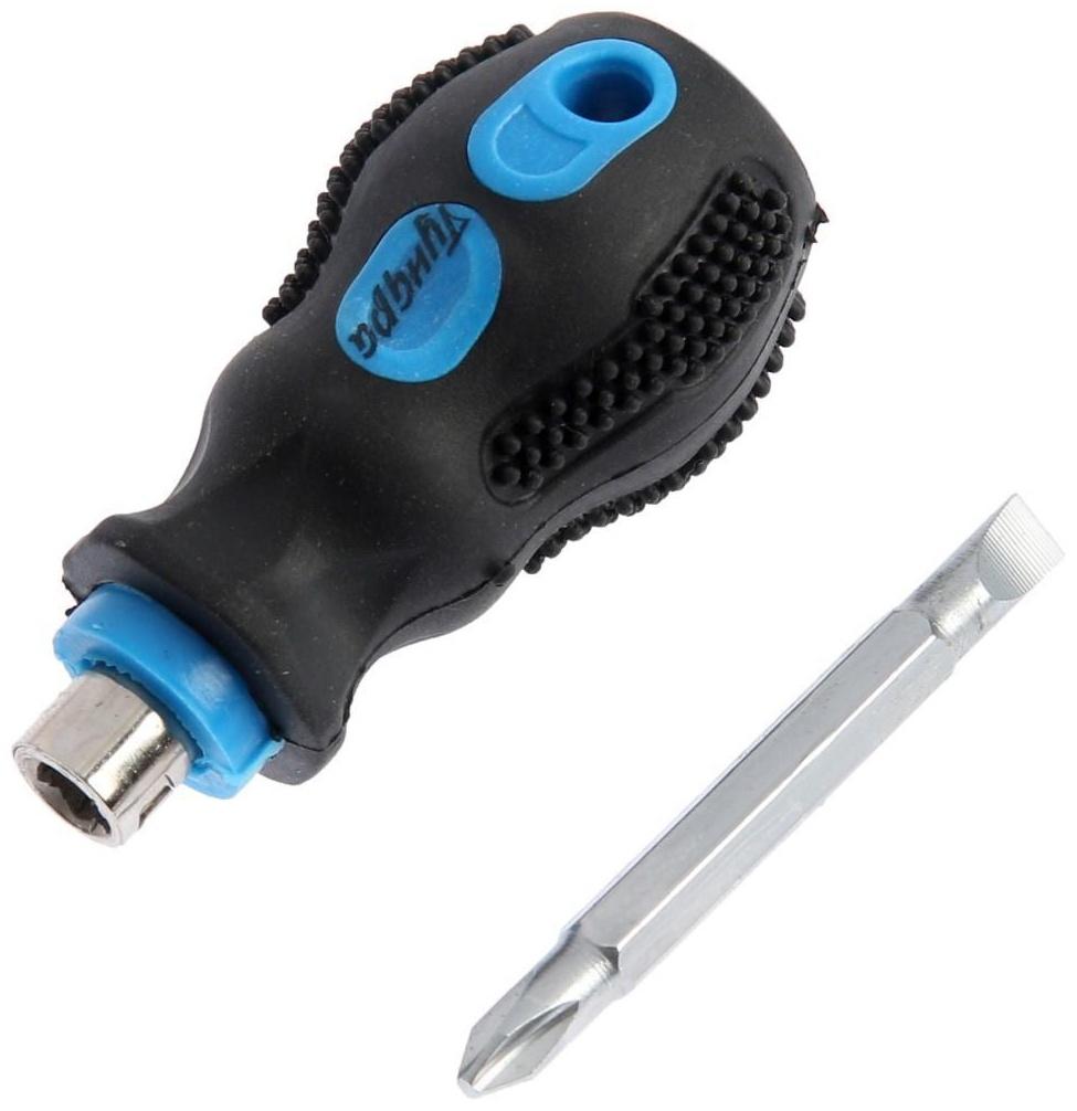 Отвертка комбинированная ТУНДРА, 2 в 1, сатин, двухкомпонентная рукоятка, PH2/SL6 х 38 мм