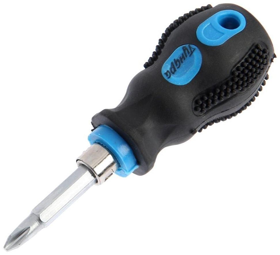 Отвертка комбинированная ТУНДРА, 2 в 1, сатин, двухкомпонентная рукоятка, PH2/SL6 х 38 мм