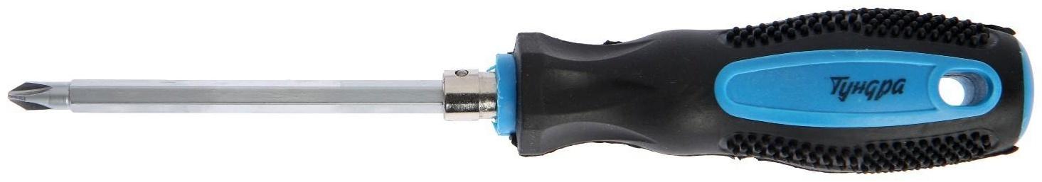Отвертка комбинированная ТУНДРА, 2 в 1, сатин, 2К рукоятка, магнит, PH2/SL6 х 100 мм