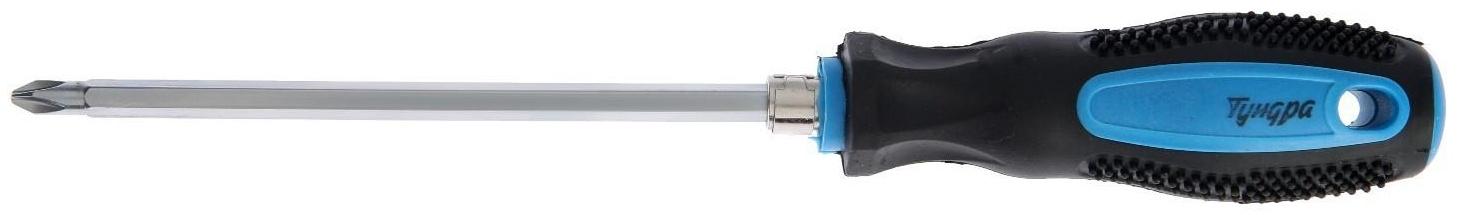 Отвертка комбинированная ТУНДРА, 2 в 1, сатин, 2К рукоятка, магнит, PH2/SL6 х 150 мм