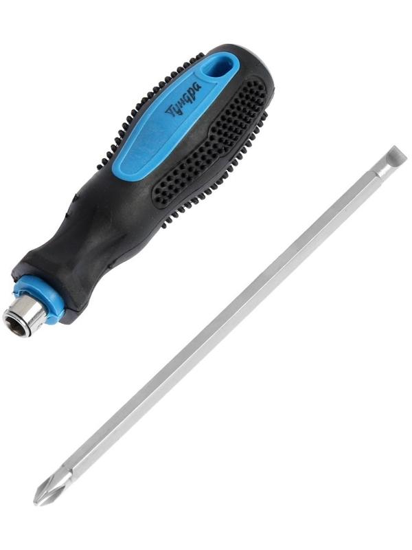 Отвертка комбинированная ТУНДРА, 2 в 1, сатин, 2К рукоятка, магнит, PH2/SL6 х 150 мм