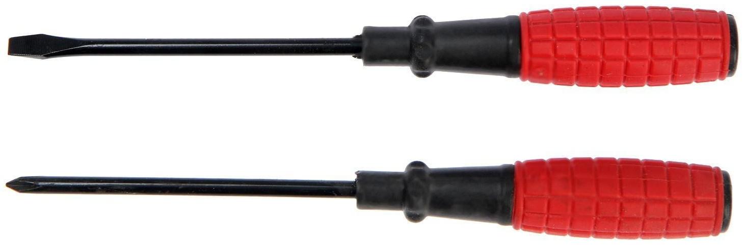 Набор отверток ЛОМ, обрезиненные рукоятки, PH1/SL5 х 100 мм, 2 шт.