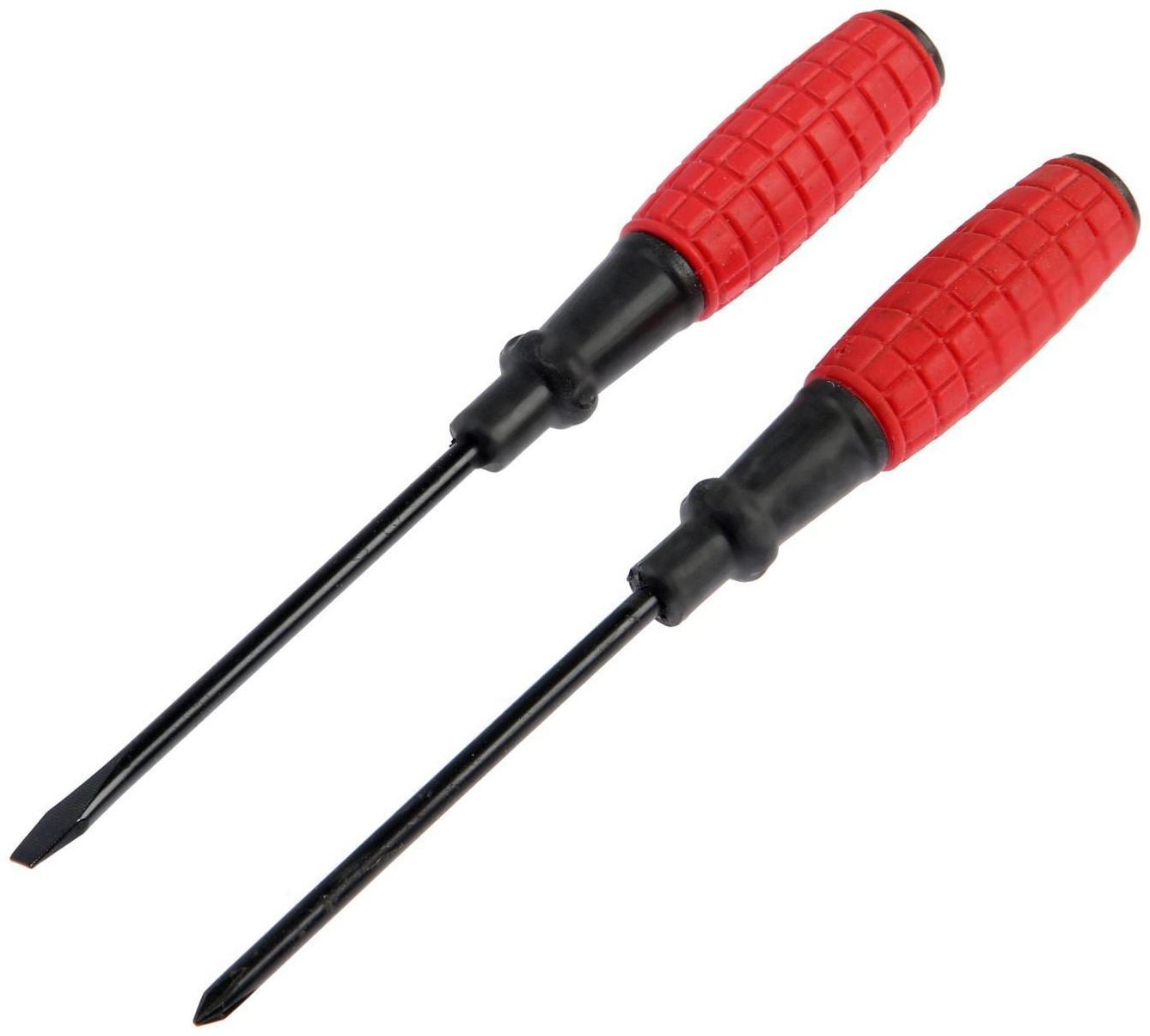 Набор отверток ЛОМ, обрезиненные рукоятки, PH1/SL5 х 100 мм, 2 шт.