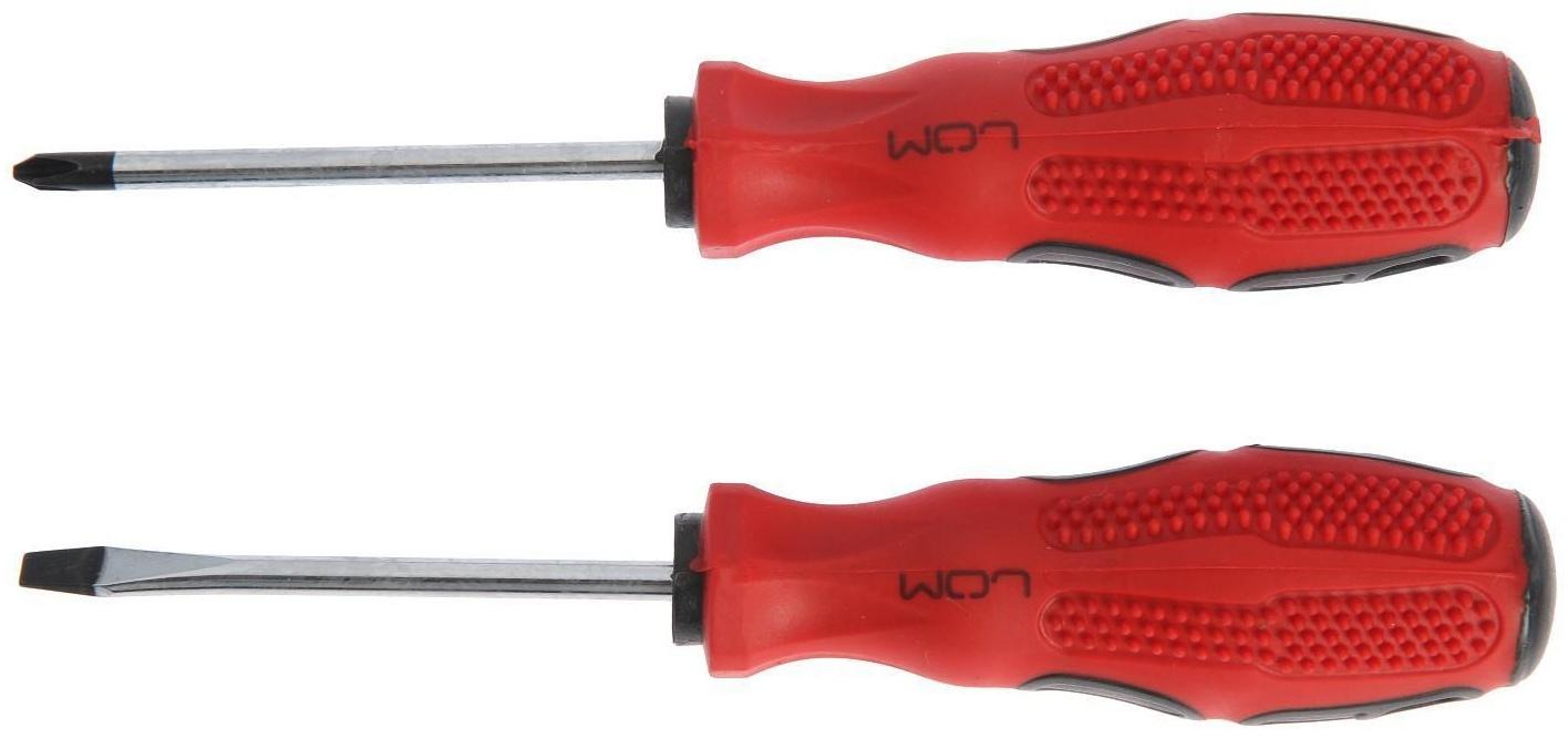 Набор отверток ЛОМ, магнит, двухкомпонентные рукоятки, PH1/SL5 х 75 мм, 2 шт.