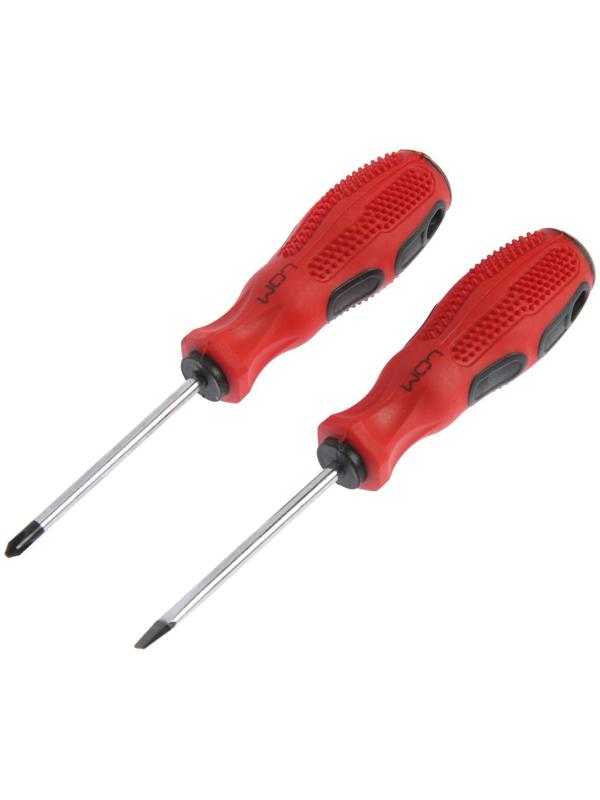 Набор отверток ЛОМ, магнит, двухкомпонентные рукоятки, PH1/SL5 х 75 мм, 2 шт.
