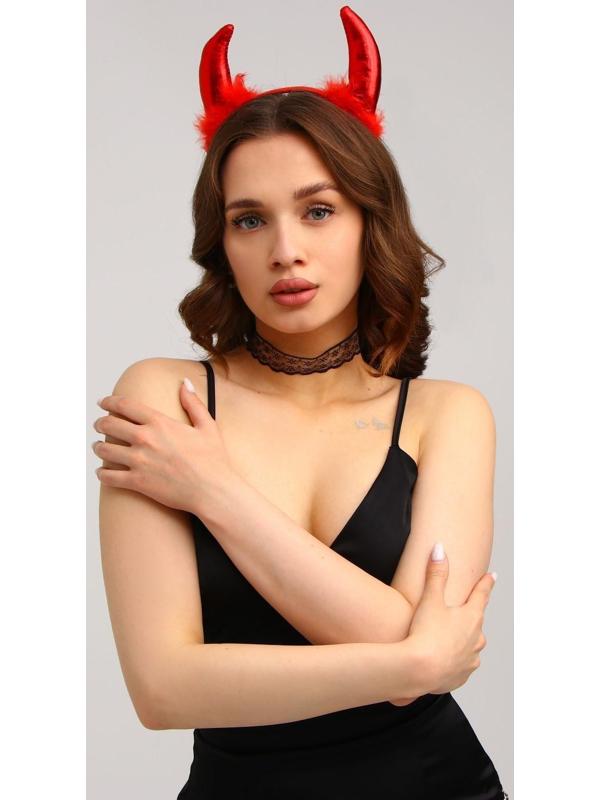 Карнавальный костюм чёртика «Дьявол во плоти», чокер, рожки