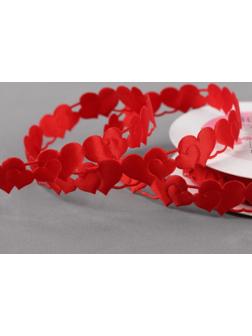 Лента фигурная «Сердца», 15 мм, 9 ± 0,5 м, цвет красный