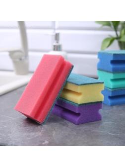 Губка для мытья посуды Доляна «Генеральная уборка», 12×6×4 см, 6 шт