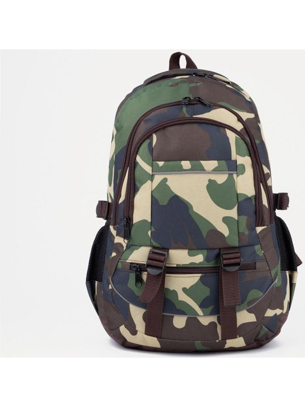 Рюкзак туристический, 22 л, отдел на молнии, 5 наружных карманов, цвет камуфляж/хаки