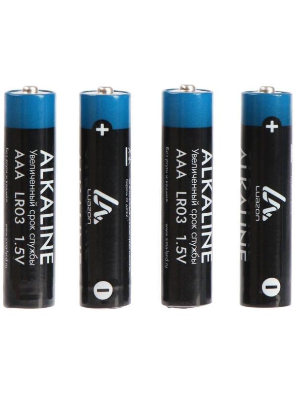 Батарейка алкалиновая (щелочная) LuazON, AAA, LR03, спайка, 4 шт